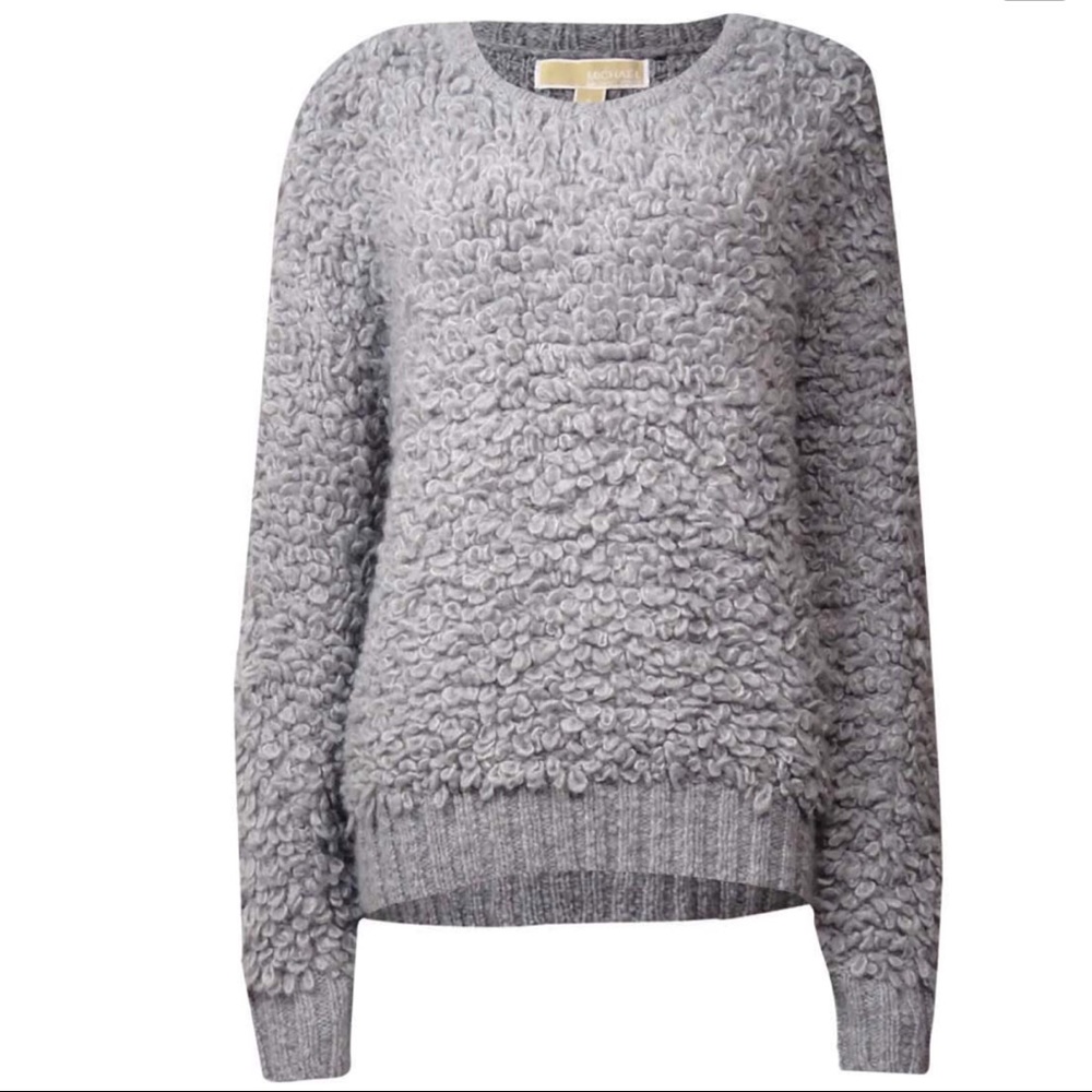 MICHAEL KORS Wool Sherpa Shag Loop GRAY Sweater - Picture 4 of 6